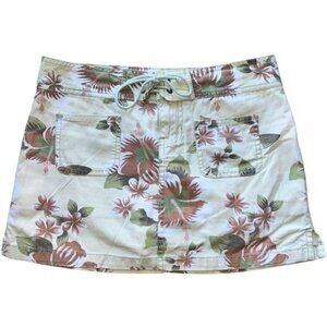Old Navy Womens Floral Skort Size 0 Tropical Hawaiian Pattern Beige Cotton Summe